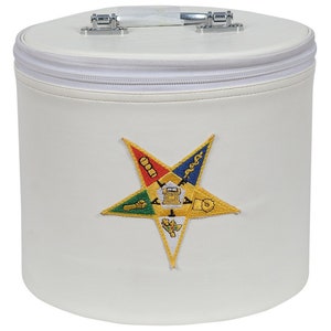 Order Of Eastern Star Fez Cap Case In White With Emblem - Cadeau pour lui