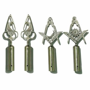 Masonic Blue Lodge RODS & TOPS, MM , Silver Color Freemason Masonic Pole Topper