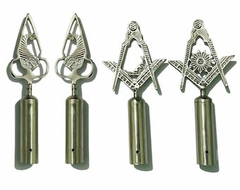 Masonic Blue Lodge RODS & TOPS, MM , Silver Color Freemason Masonic Pole Topper