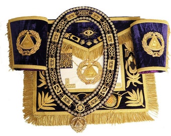 Masonic Regalia Deputy Grand Master 100% LAMBSKIN APRON With Chain Collar & Cuffs Handmade
