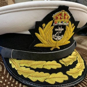 Handmade British Royal Navy Admiral Hat: Queen&#39;s Crown Military Cap