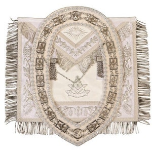 Masonic Past Master Weiße Schürze und Kettenhalsband mit Strass - Geschenk für Ihn