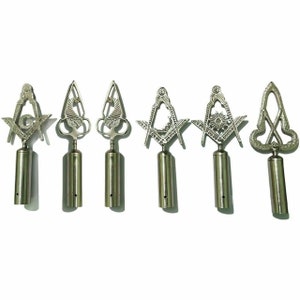 Masonic Regalia Pole Topper, Blue Lodge RODS & TOPS Silver Set of 4 or 6 pieces