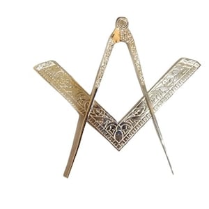 Frimurarloge Ceremoniell SILVER 15 cm STOR Kvadrat och Passare För Bibeln KLASS A