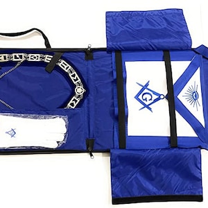 Masonic Regalia Master Mason Blue Lodge Schürze, Halskette, Handschuhe mit leichtem soft case