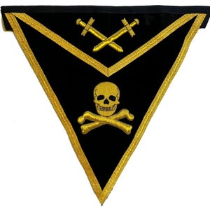 Masonic Knights Templar Past Commander Apron Hand Embroidered Gold and Black Gift For Him