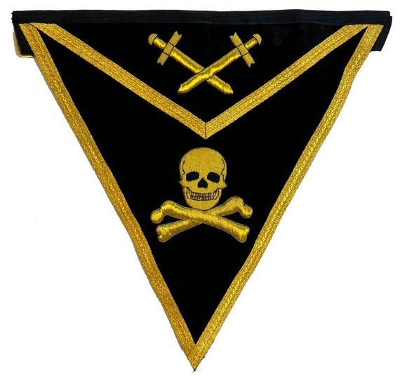 Masonic Knights Templar Past Commander Apron Hand Embroidered Gold and Black Gift For Him