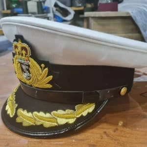 Royal Navy Officer White Summer captain hat Gift For Him - Her