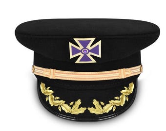 Knights Templar Fatigue Cap: Purple Cross, Gold Embroidery, Masonic Regalia