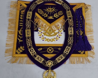 Masonic Grand Lodge Chain Collar and Grand Lodge Past Master Apron + Jewel