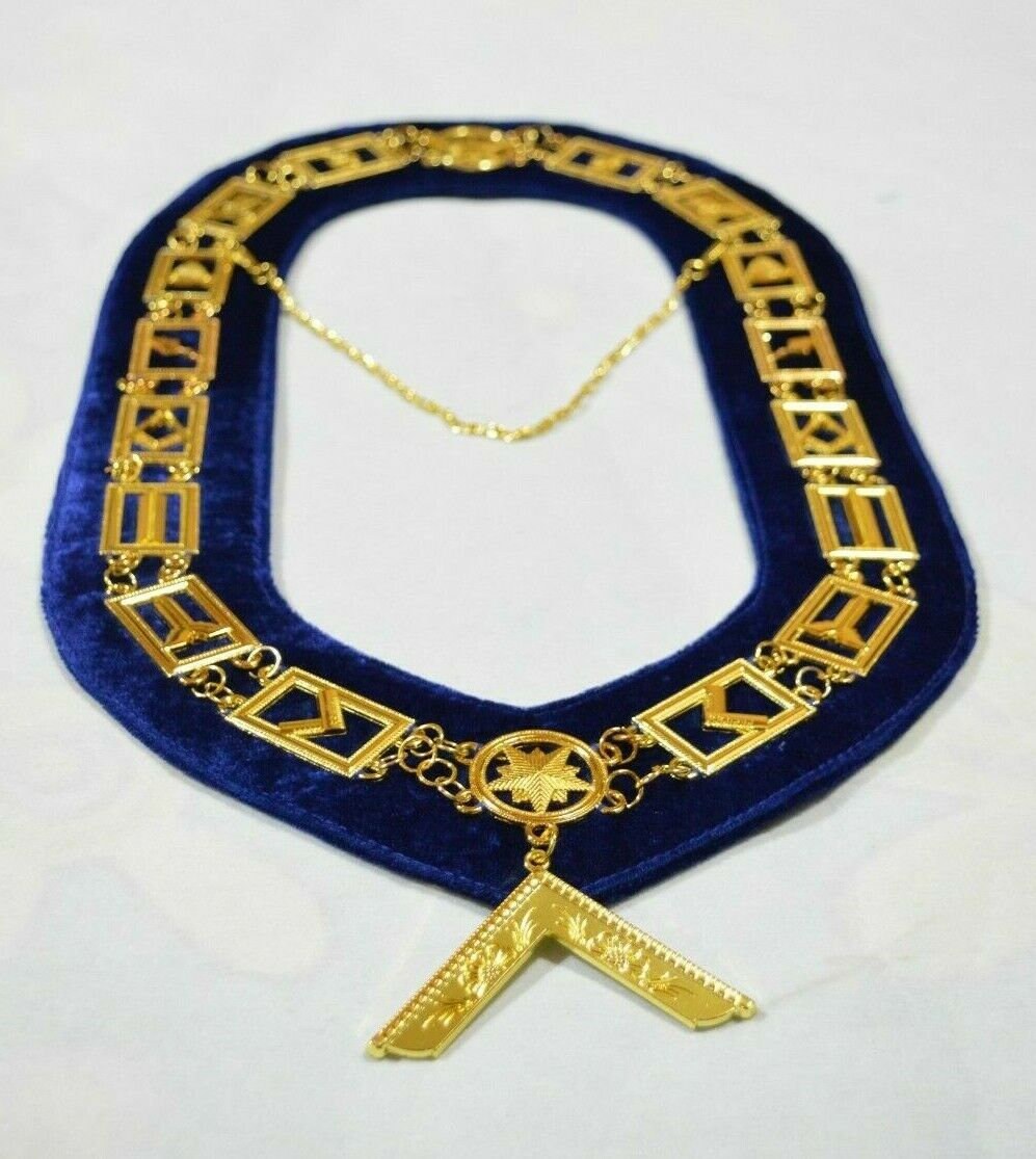 thumbnail image 2 of Masonic Master Mason Blue Lodge Silver Collar Chain With Worshipful Master Jewel 2 of 6