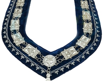 Masonic Past Master Deluxe Chain Collar, Past Master Chain Collar with Jewel silver