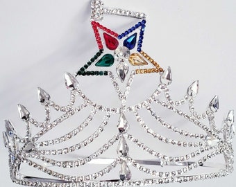 MASONIC Freemason OES Worthy Matron Rhinestones Crown with Free Crown Case