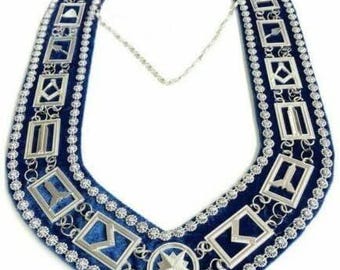 Masonic Regalia Master Mason Blue Lodge Chain Collar silver With beading Gift For Freemason
