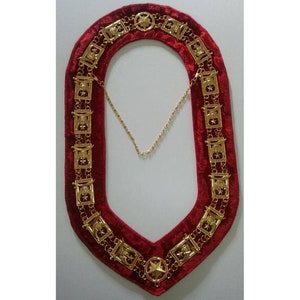 MASONIC SHRINER&#39;S Chain Collar GOLDEN on Red Velvet  Best Quality