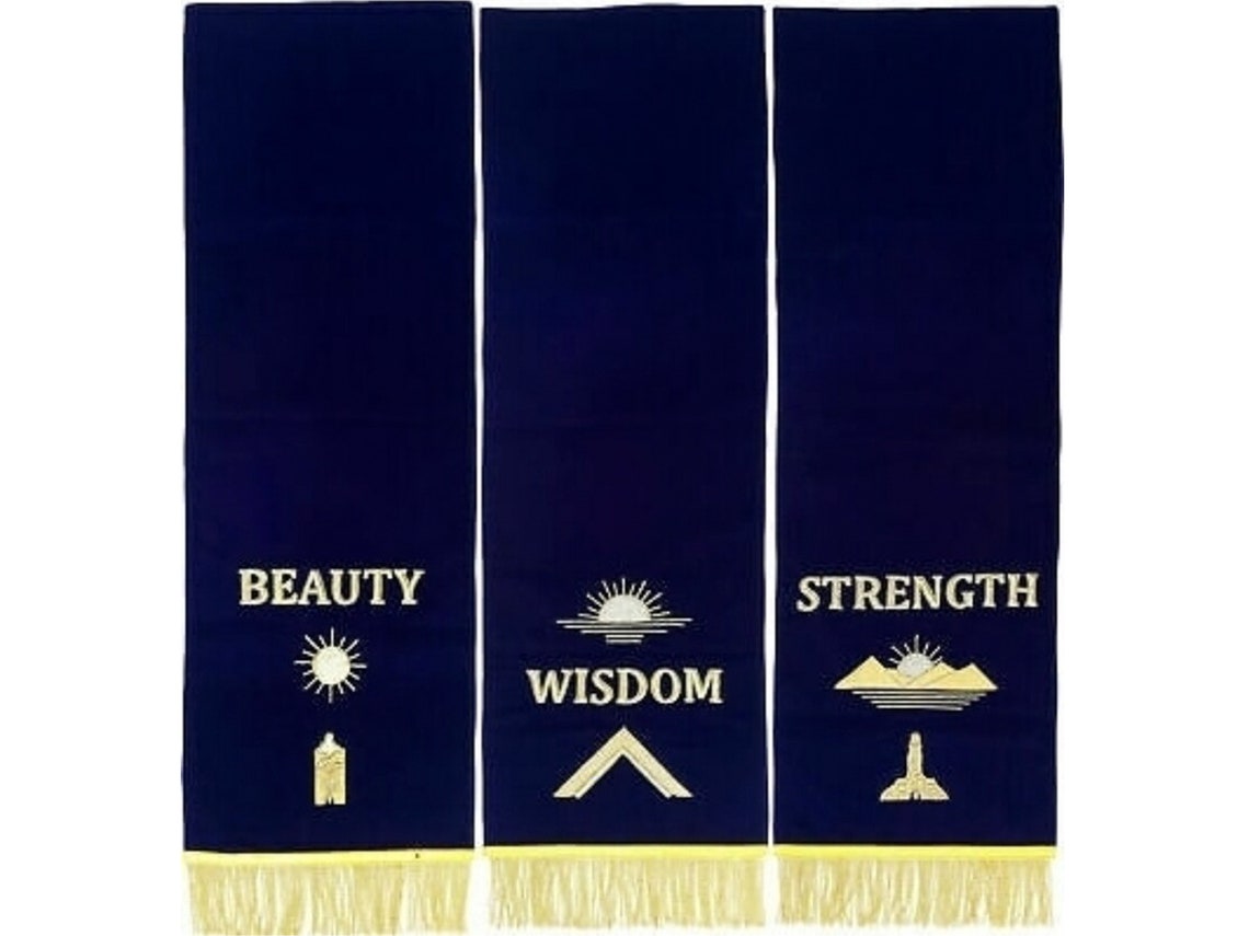 MASONIC BLUE LODGE Pedestal Covers Set of 3 Hand Embroidered Etsy