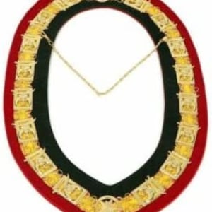 Masonic Regalia Shriner Collar Chain DELUXE TRI Color Green Gold Red Backing Gift For Him