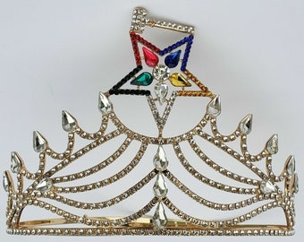 Masonic OES Worthy Matron Crown: Rhinestone Adjustable Regalia