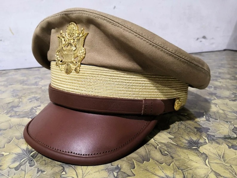 WW2 将校用クラッシャーバイザーキャップ US ARMY/米軍 WWII 将校 WW2 アメリカ空軍将校クラッシャーバイザーキャップカーキ