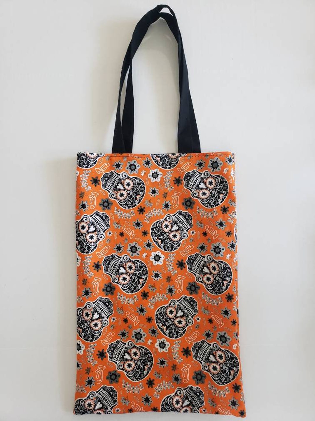 LUVADIAN Halloween Tote Bag - Checkered Pumpkin Design, Reusable Trick Or Treat Bag, 14x15 Inches - View #6