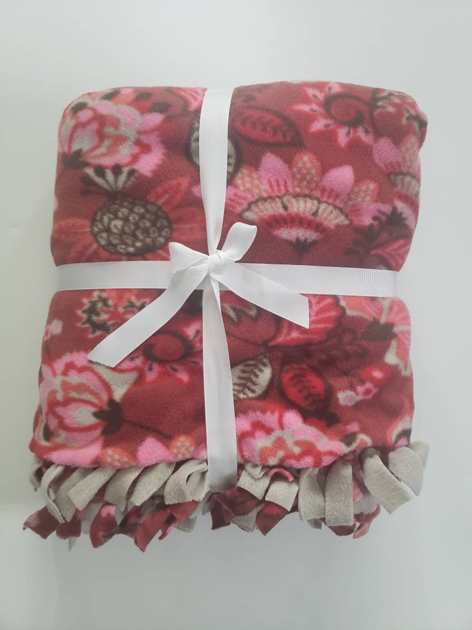 Floral Fleece Blanket Red and Pink Etsy