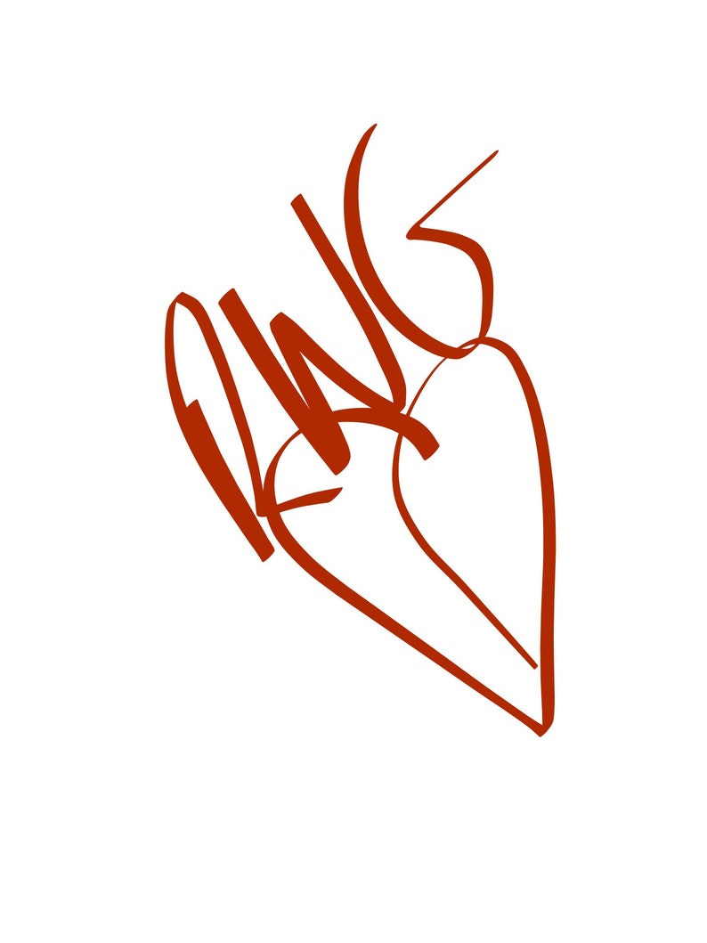 Pu&ograve; includere: Un cuore rosso con la parola "Love" scritta all'interno in un font stilizzato.