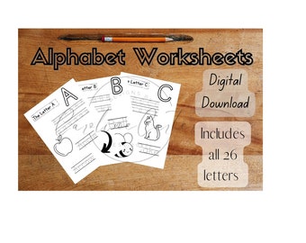 Alphabet Tracing Worksheet Printable | Preschool Letter Tracing A-Z | Toddler Learning Activity | Homeschool Worksheet PDF