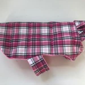 Reversible spring pink plaid quilted dog coat