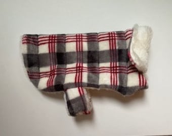 Reversible Plaid Velour Dog Coat