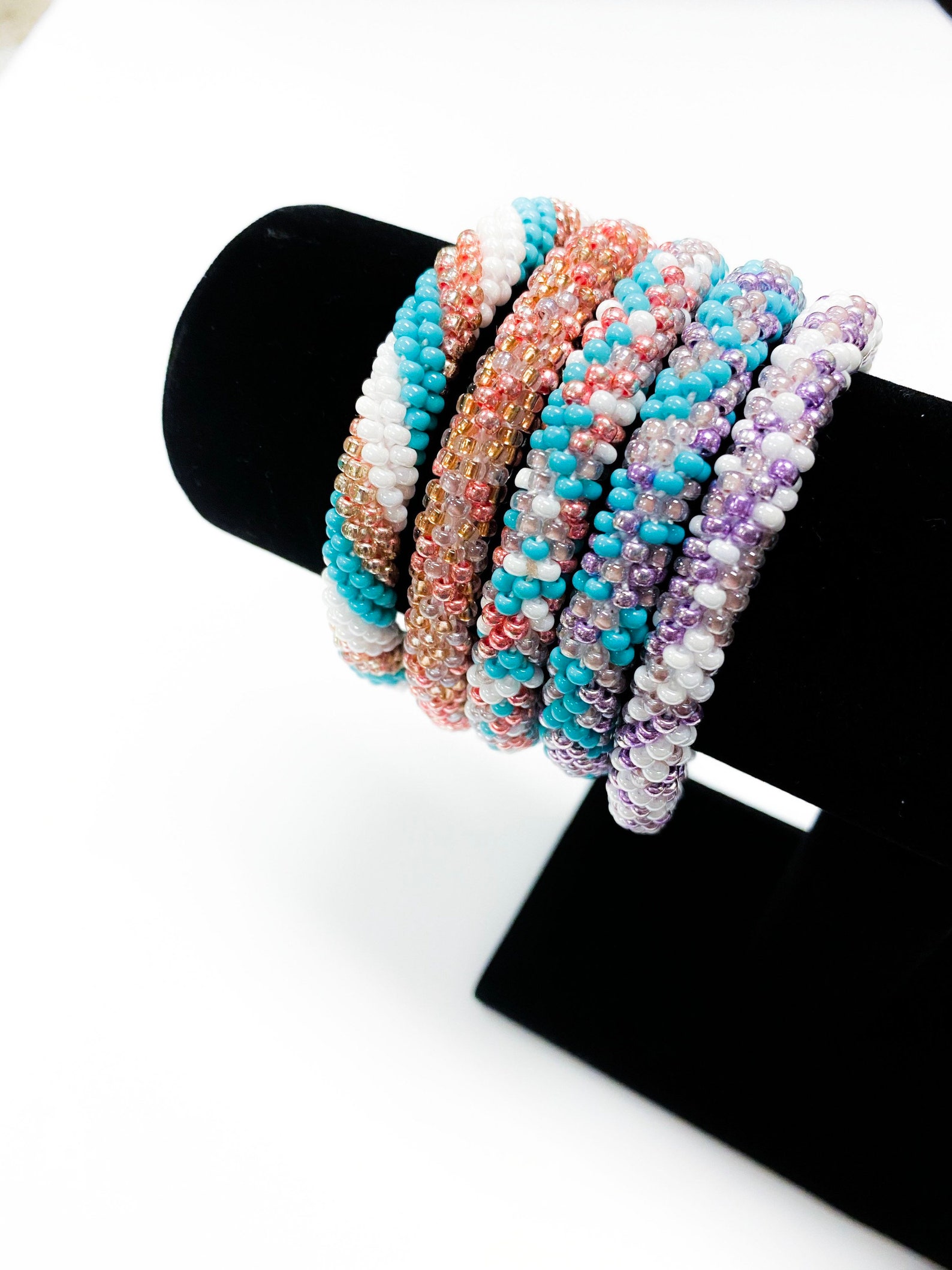 Beaded Rope Bangle Bracelet Stackable Etsy