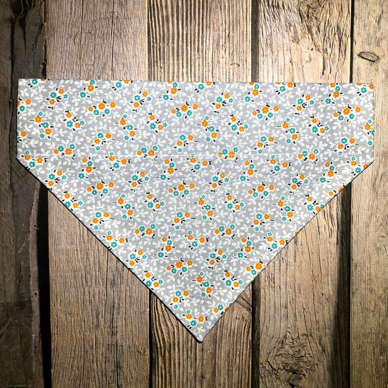 Grey Floral Dog Bandana Over the Collar Dog Bandana