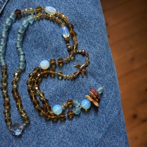 Earth and Sky-Mala made of glass crystal and moonstone glass