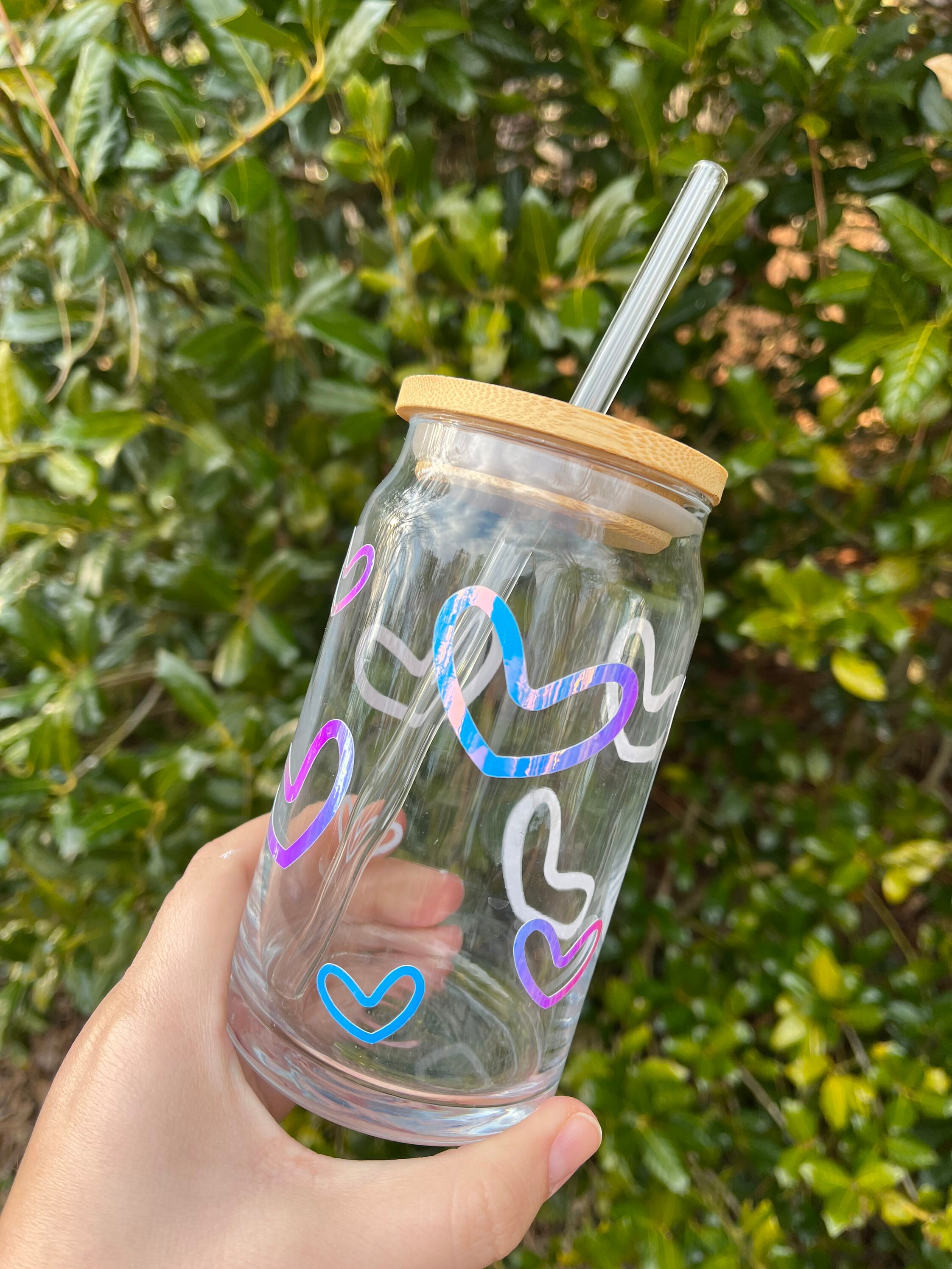 Drinkware Glass Can Iced Coffee Cup Mama Bamboo Lid Glass Straw ...