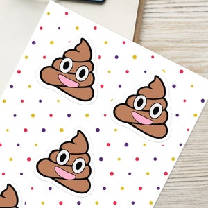Poop Emoji Stickers Sheet - Poo Emoji Stickers - Funny Stickers For Kids - Poop Icon Stickers
