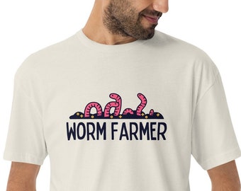 Worm Farmer Organic Cotton Recycled T-Shirt - Vermicomposting T-Shirt - Worm Composting Shirt - Eco T-Shirt