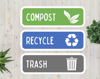 Compost Recycle Trash Stickers: Eco-Friendly Waste Bin Labels