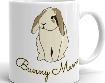 Bunny Mama Mug With Cute Lop Rabbit - Gift For Rabbit Mom, Rabbit Lover - Easter Mug