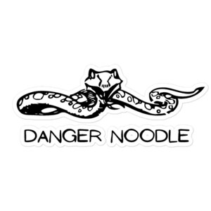 May include: Black and white illustration of a snake with the text "Danger Noodle" below it.
