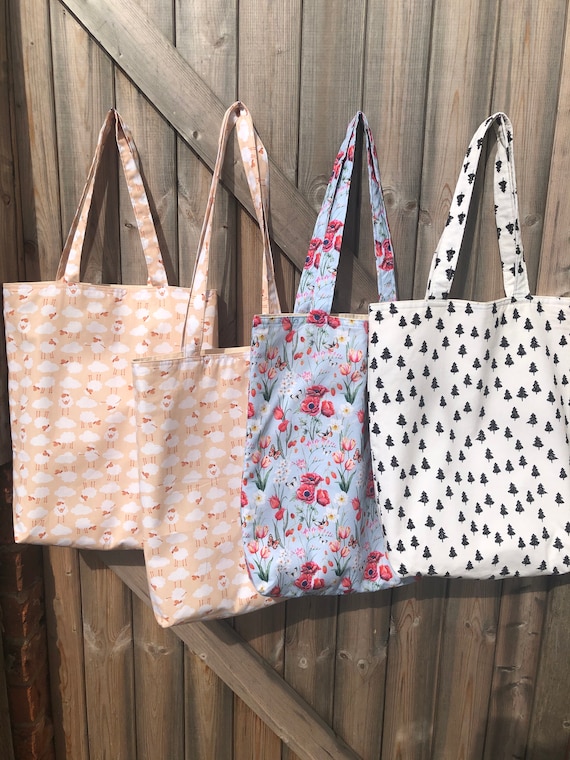Canvas Tote Bag Zipper Pouch Reusable Shopping Bag Pencil Case