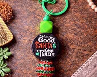 Funny Keychain, Christmas Beaded Keychain, Stocking Stuffer