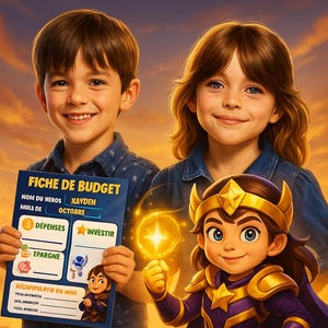 Educational sheet for children – Learn to manage money and save – Fun table on autonomy & financial education for parents