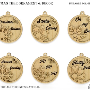 Christmas Ornament Bundle SVG , Snowflake Ornament SVG , Laser Cut File , Wood Ornament Svg , Glowforge Material , Instant Download , Vector