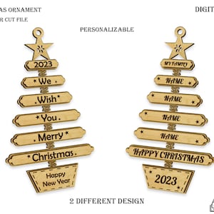 Family Christmas Ornament SVG , Laser Cut File , Glowforge Material , Christmas Tree Ornament