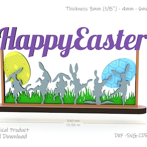 Coupe laser lapin de Pâques, Easter Table Decor SVG, vintage Craft Home Decoration, Glowforge Laser Cut Pattern,Cnc Vector File,Télécharger DXF
