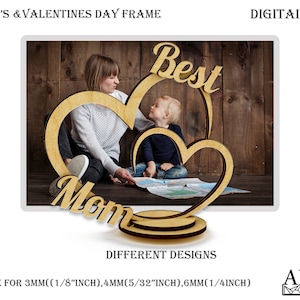 Photo Frame Laser, Mom Days SVG, Picture Frame SVG, Valentines Frame, Hearts Template, Cnc Love DXF, Best Mom Tag, Cuttable Love, Digital Ai
