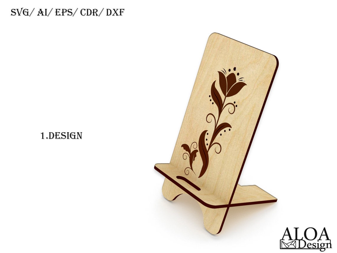Phone Stand Laser Cut Cell Phone Holder SVG Floral Design Etsy