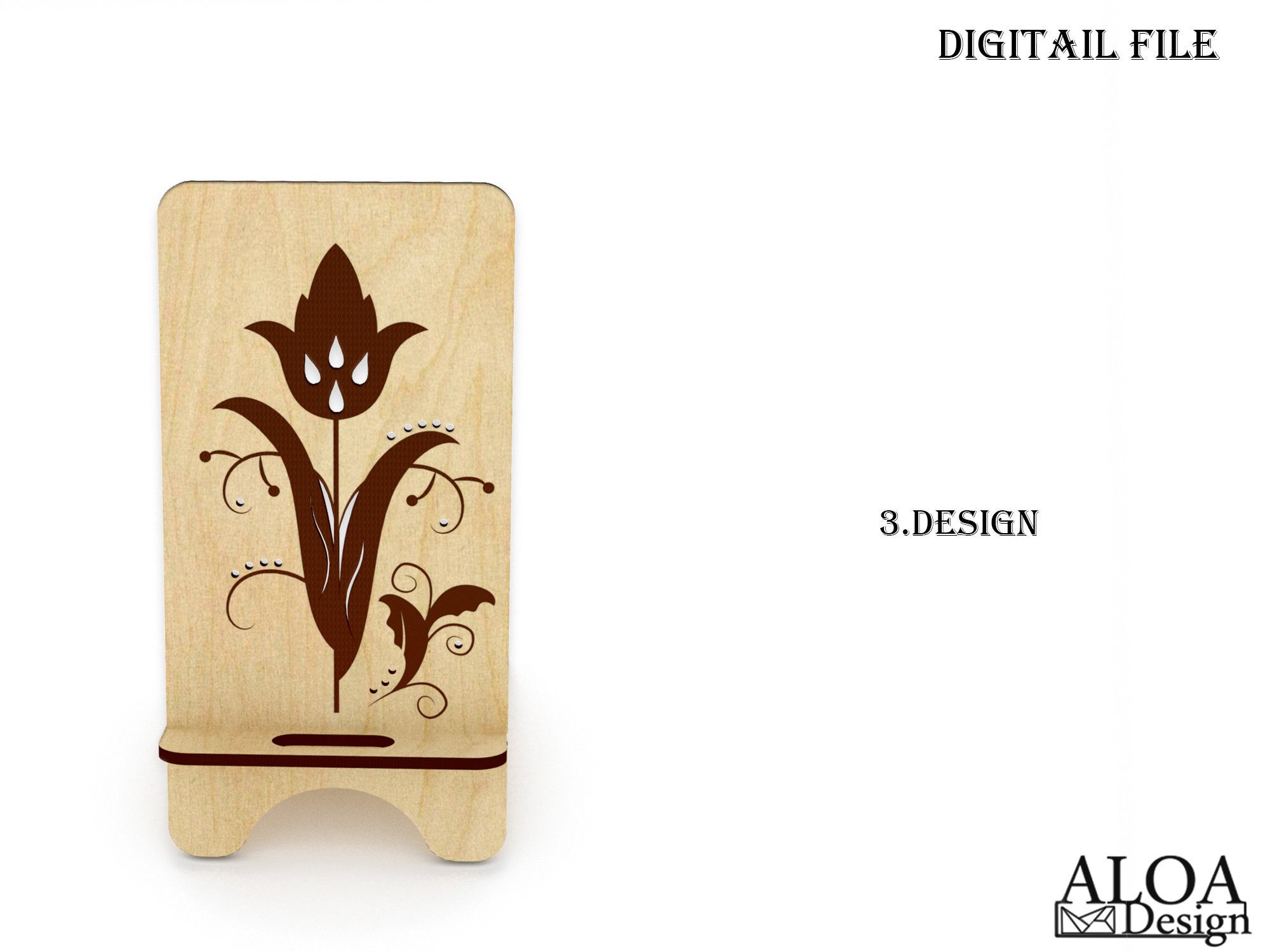 Phone Stand Laser Cut Cell Phone Holder SVG Floral Design Etsy