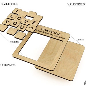 Love Puzzle SVG, Valentine's Day Gift, Glowforge SVG, Wooden Puzzle File, Laser-Ready Cut Files, Love DXF image 4