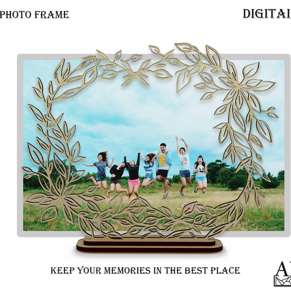 Floral Decorative Frame SVG, Picture Frame File, Laser Cut Frame, Photo Frame File, Glowforge Template, Dxf Files for Cnc, Frame Vector Cut