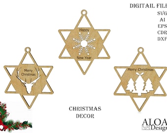 Christmas Tree Decor, Christmas Ornament SVG, Christmas Toy, Laser Cut Decor, Cnc Template, Glowforge Christmas Decor, Christmas Gift Laser